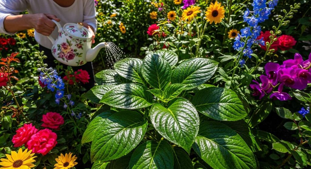 Gardeners reveal that watering plants with cooled tea can make leaves greener and glossier