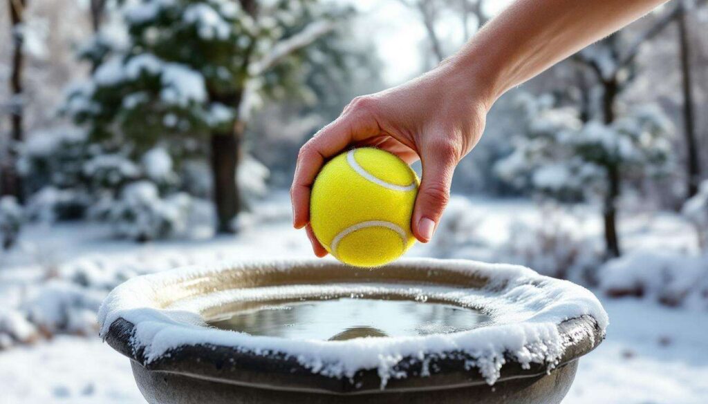 The simple tennis ball trick that helps keep bird baths ice-free in winter