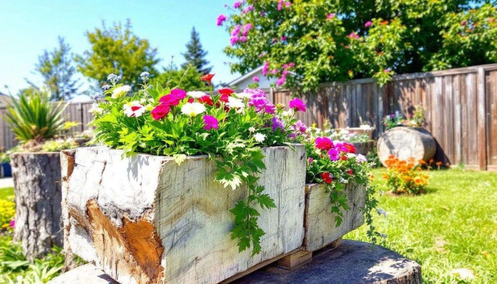 Transform Old Tree Stumps and a Wooden Pallet into a Stunning Garden Planter Box