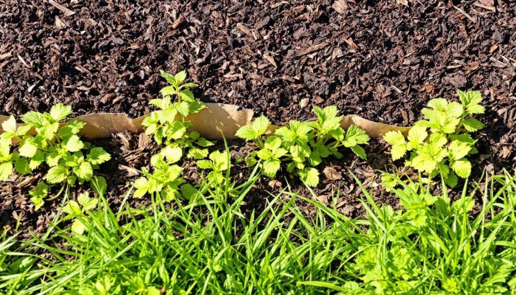 A sheet of cardboard under mulch suffocates grass and builds new garden beds with ease
