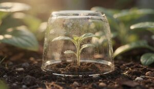 The jar-over-plant trick protects seedlings: how a mini greenhouse boosts early growth